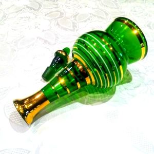 Green Glass vase Gennie in a bottle... vintage style excellent condition